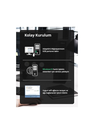 Ugreen 20204 Ac650 2.4 Ve 5Ghz Dual Band Usb Wi-Fi Ağ Adaptörü. S