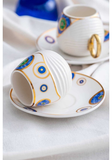 Acar Jupiter 6 Kişilik Porselen Kahve Fincanı Takımı - 90 Ml 06011 Beyaz