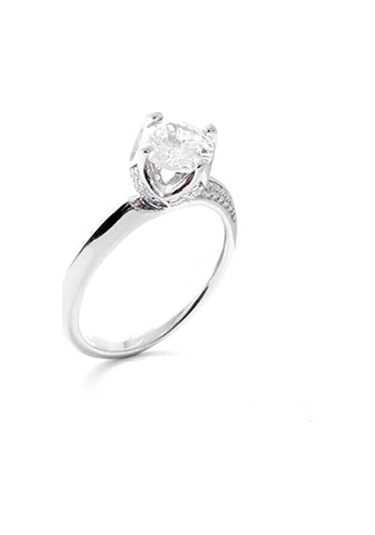 Gümüş İthal Ve Kararma Yapmaz Swarovski Gül Model Tektaş Yüzük