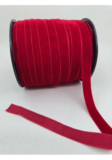 2 Cm Düz Kadife-kırmızı-5 Metre-yılbaşı Paket Süslemede-çam Ağacı Süslemede