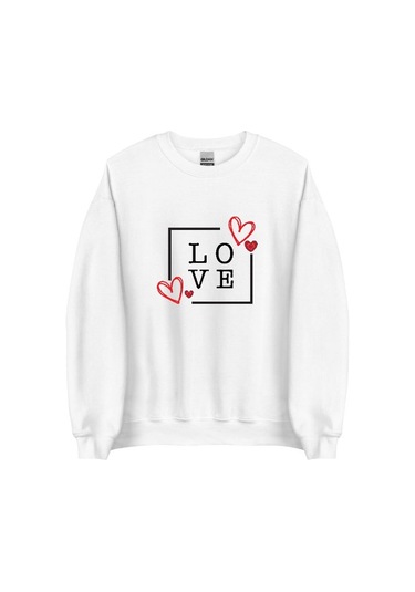 Love Aşk Sweatshirt - Sevgililer Günü Özel BEYAZ