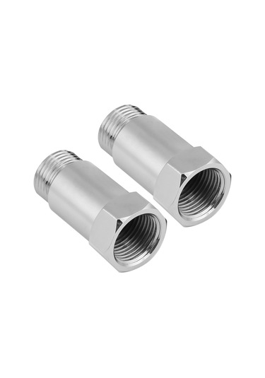 Shineyee 45mm Demir Oksijen Sensörü Uzatıcı Adaptörü M18 1.5 2 Adet , Motor Kontrol Lambası Söndürücü, Evrensel Uyum, Kolay Kurulum - Gümüş