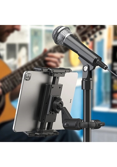 Honeybeeshop Yeni Tablet Tutucu Telefon Tutucu Black Mikrofon Standı Bariyer Ve Gidon İçin 4 7 İla 13 Inç Ekran