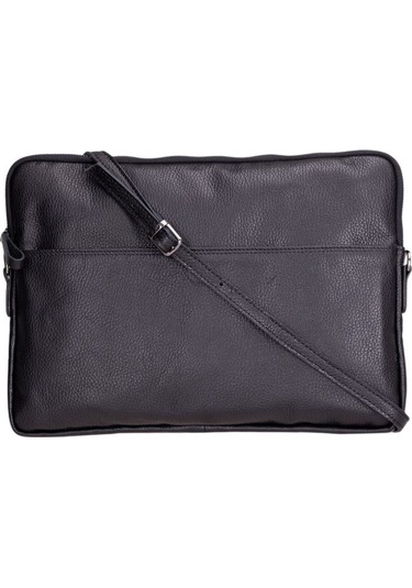 Leeds 14 İnç Macbook Ve Pc Uyumlu, Hakiki Deri, El Yapımı Kılıf, Kömür Siyahı Siyah