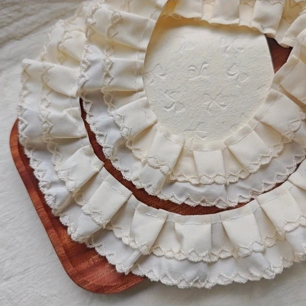 Trendooze Gaojunshop01 Koyu Kahverengi 4 Cm Çift Kat Fırfırlı Dantel Trimi Kumaş Şeridi