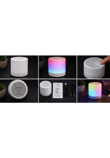 Piranha 7845 Bluetooth Hoparlör Renkli Led Işıklı Dokunmatik Kablosuz Speaker