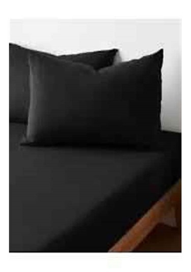 More Home Tek Kişilik Lastikli Çarşaf Seti + Yastık Kılıfı Siyah