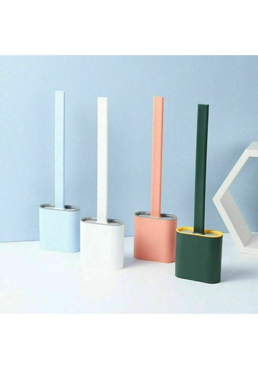 Yaozixa Silikon Tuvalet Fırçası Tuvalet Fırçası Tutucu Yaratıcı Temizleme Fırçası Seti Beyaz