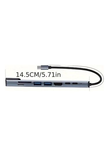Fastbuy Dream011 Alüminyum Alaşım 8i 1 Arada Usb C Hub, Tip Cden 4k Hd Tv Adaptörü, Rj45 Okuyucu, Hızlı Şarj Cihazı