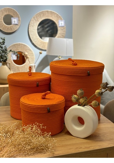 Victor Çok Amaçlı Düzenleyici Kapaklı Sepet,kapaklı Saksılık,kapaklı Organizer 26-20, Küçük Boy Turuncu