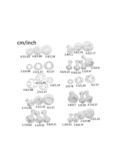 Xiyyadms 33 Parça Pasta Dekorasyon Seti - Gıda Kalitesi Plastik, 10 Farklı Desenli Kesici Ve Damga Araçları İle Pratik Tatlı Hazırlama Beyaz