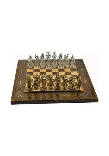 Gifthome Metal Satranç Takımı - Seti battal ispanyol parlak Taş d