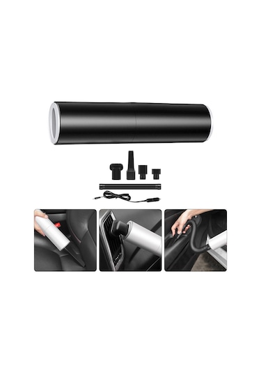 Cbtx Taşınabilir El Araç Süpürgesi 120w Araç Şarj Cihazı Hepa Filtreli Takılabilir Otomatik Elektrikli Süpürge - Siyah