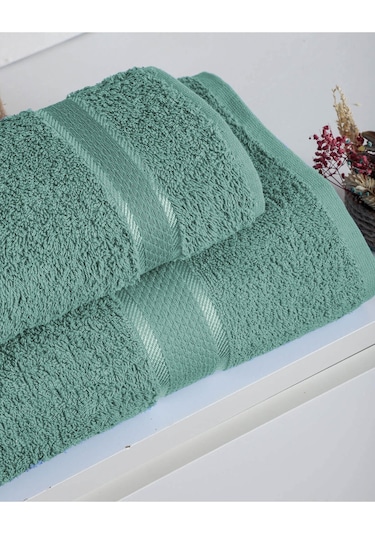 %100 Pamuk 2 Parça Kadın/erkek Banyo Duş Hamam Havlu Seti 90x150 Cm Yeşil