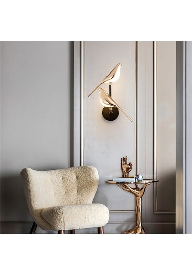 Besthome1 Saksağan Yaratıcı Duvar Lambası, Balkon & Basit Sanat, Crossover Aydınlatma, Sıcak Işık 3000k, Tek Kafa 220v Saksağan Siyah