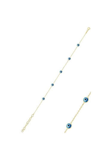 Gümüş Altın Yaldızlı,Cam Göz Nazar Kolye Küpe Ve Bileklik Gümüş