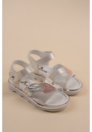 GİMER - Termo Taban Papatya Model Sedef Kız Çocuk Sandalet - ... Gümüş