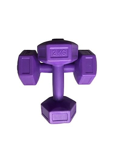 Leyaton Vinyl Kaplı Mor Dambıl 2 KG x 2 Adet