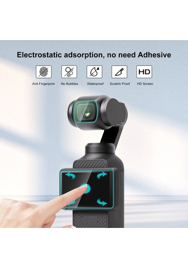 Djı Osmo Pocket 3 Puluz 9h 2.5d Hd Temperli Cam Lens Koruyucu + Ekran Filmi Şeffaf İçin