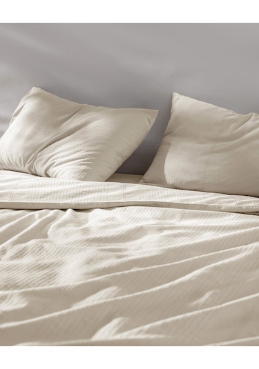 Madame Coco Rosalie Tek Kişilik %100 Pamuk Armürlü Nevresim Takımı - Bej Nt0000000361