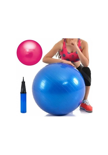65 CM Pilates Topu Büyük Boy Pilates Topu Pompa Mor