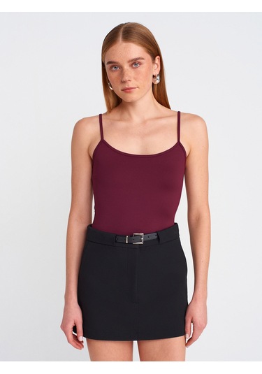 Dilvin 20901 İnce Askılı Poliamid Top-bordo Bordo