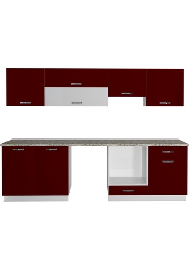 Decoraktiv Elite 280y Ank Mdf Hazır Mutfak Dolabı - Tezgah Dahil - Bordo