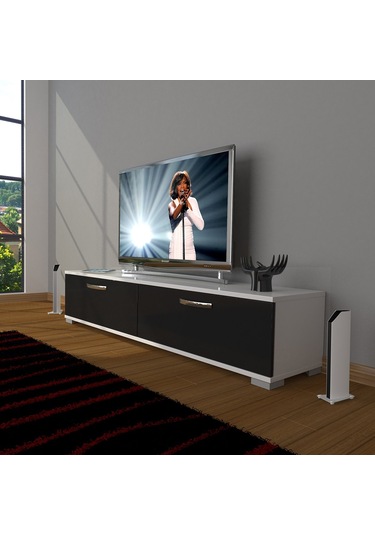 Decoraktiv Eko 140 Slm Std Tv Ünitesi Tv Sehpası - Beyaz - Siyah Beyaz - Siyah