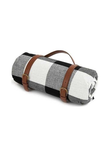 Prestigegoods 150x200cm Taşınabilir Nem Geçirmez Piknik Mat - Siyah / Gri / Beyaz Izgara, Açık Hava, Yürüyüş, Kamp Altın