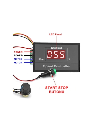 30A 60V Dc Motor Hız Kontrol Devresi Panel Tip Potansiyometre