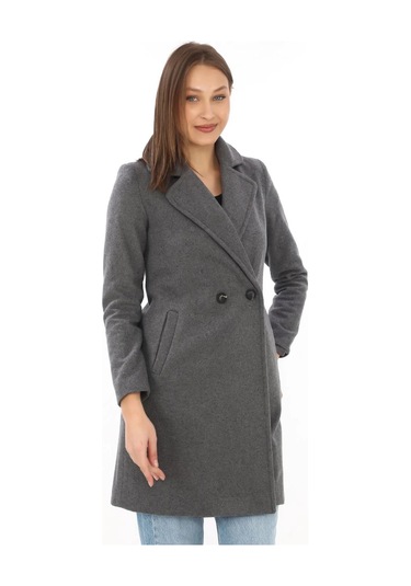 Kadın Kaşe Kaban Siyah Yünlü Dokuma, Kruvaze Yaka, Astarlı, Cepli, Kuşaklı Uzun Boy Tesettür Uyuml Füme Kadın Kaşe Kaban Siyah Yünlü Dokuma, Kruvaze Yaka, Astarlı, Cepli, Kuşaklı Uzun Boy Tesettür Uyuml Füme