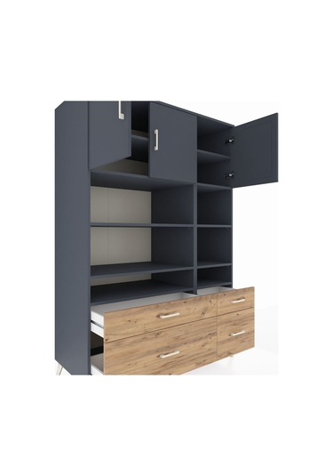 Kronos Dolap 10 Raflı 4 Çekmeceli 3 Kapaklı 132x59x195 Antrasit-antrasit/çam Antrasıt/atlas Çam Kronos Dolap 10 Raflı 4 Çekmeceli 3 Kapaklı 132x59x195 Antrasit-antrasit/çam Antrasıt/atlas Çam