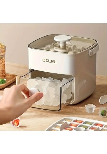 Fastbuy Kolay Pres Kapaklı 48 Küp Buz Makinesi - 2 Katmanlı, Beyaz, Pratik Kullanım Beyaz