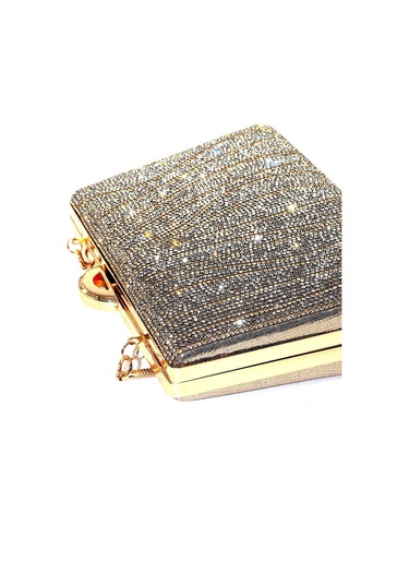 Suyolu Taşlı Gold Abiye Çanta. Abiye Portföy Clutch Davet Gece Çantası Kadın Altın Abiye Taşlı Çanta Gold