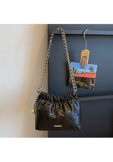 Dancemonkey Zincir Siyah Rahat Omuz Moda Kapasiteli Crossbody Çantası Çanta Büyük Boy Şık Kadın Günlük Çanta Siyah