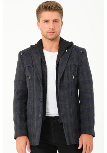 K7532 Dewberry Erkek Kaban-ekose-lacivert Ekose-lacivert