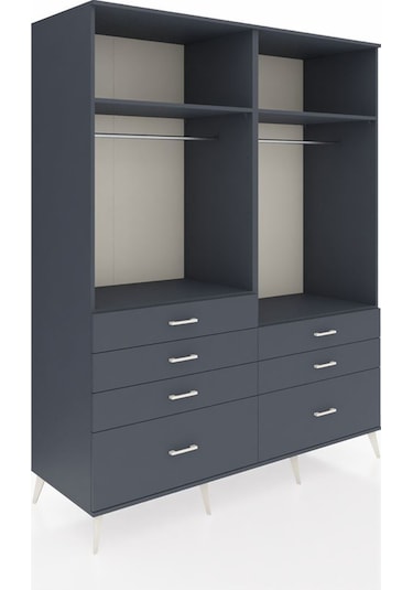 Kronos Gardrop 4 Raflı 7 Çekmeceli 2 Askılı 176x59x221 Antrasit-antrasit Antrasit