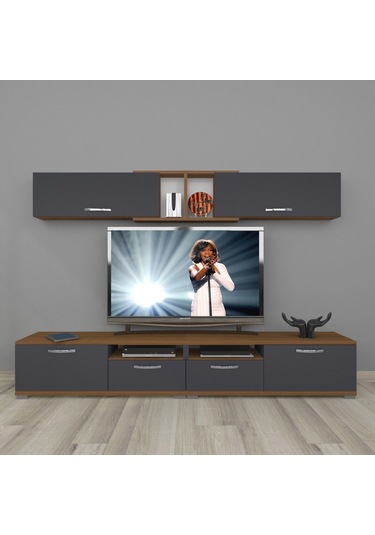 Decoraktiv Eko 5220 Mdf Tv Ünitesi Tv Sehpası Ceviz - Antrasit