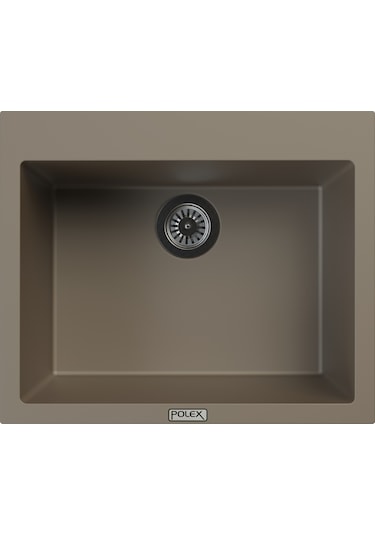 Polex Cristalüx Granit Evye P-X60 Toprak Tezgah Altı Ve Tezgah Üstü Kare Mutfak Evyesi 60x50 CM