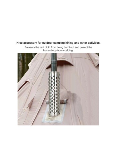 Jeehugo Çadır Bacası Dış Katmanı İçin Paslanmaz Çelik Isı Yalıtım Ve Yanma Önleme Ağı, 90x320mm Gümüş