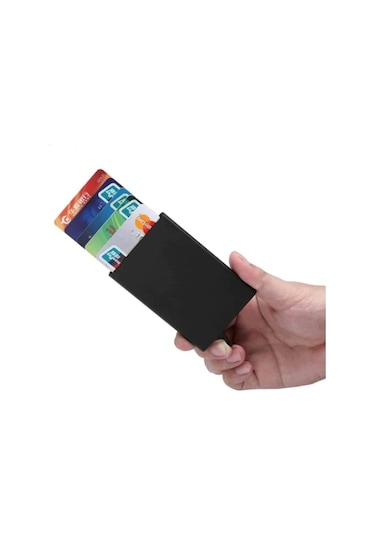 Machine Model Otomatik Mekanizmalı Kredi Kartlık Alüminyum Rfıd Koruma Sistemli Mat Siyah