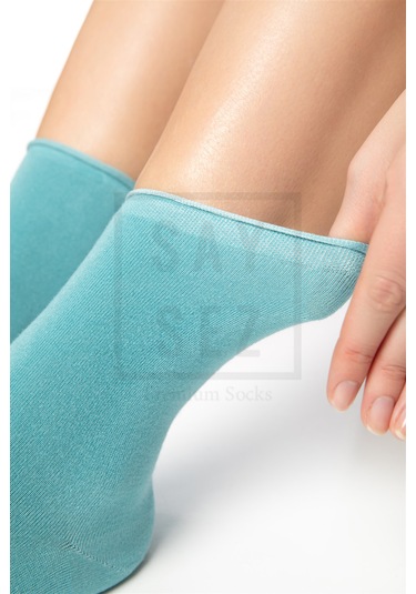 Bambu Kadın Lastiksiz Su Yeşili Soket Dikişsiz Premium Çorap 3'lü Su Yeşili