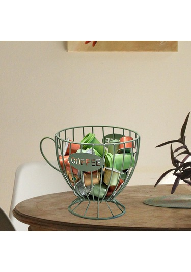 Suntek Kahve Kapsül Düzenleyici Depolama Sepeti Ekran Ev Dekoru Yeşil