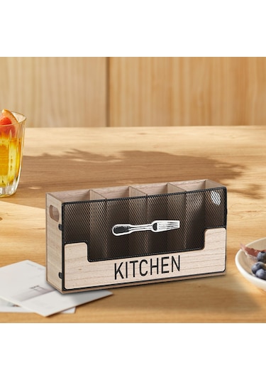 Suntek Mutfak Tezgahı Alet Tutucu Kaşık Çatal Düzenleyici Ahşap Rengi
