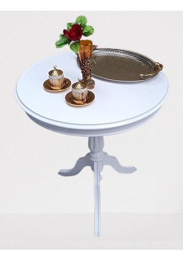 Fiskos Sehpa Eko 90502 Baba 3 Ayak 60cm Hareketli Mdf Tabla Parlak Beyaz El Yapım