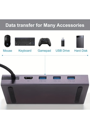 Xuweiwei Bwg01 Tpulwtop Steam Deck Dock Istasyonu 6si1de Usb C 4k60hz Hdtv 100w Pd Sarj 5gbps Usb A Gigabit Ethernet Rog Ally Legion Go Uyumlu