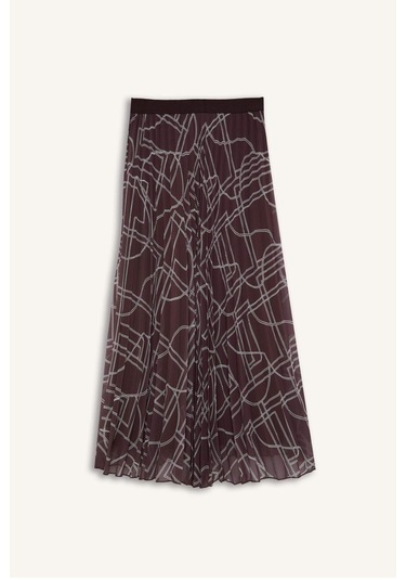 DeFacto Desenli Pilise Şifon Maxi Tesettür Etek E5454AX25SPBN318