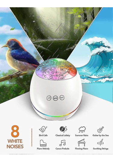 Kuzey Işıkları Aurora Projektör, Beyaz Gürültü İle 3'ü 1 Arada Çok Renkli