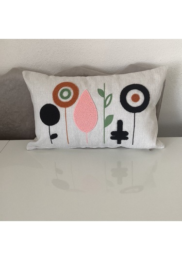 Punch İşlemeli Dekoratif Kırlent Kılıfı Takım 4'lü Set Karışık/Çok Renkli