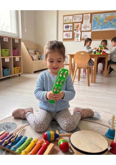 Temel Plastik Çubuk Tef 6 Zilli Yeşil 26 Cm